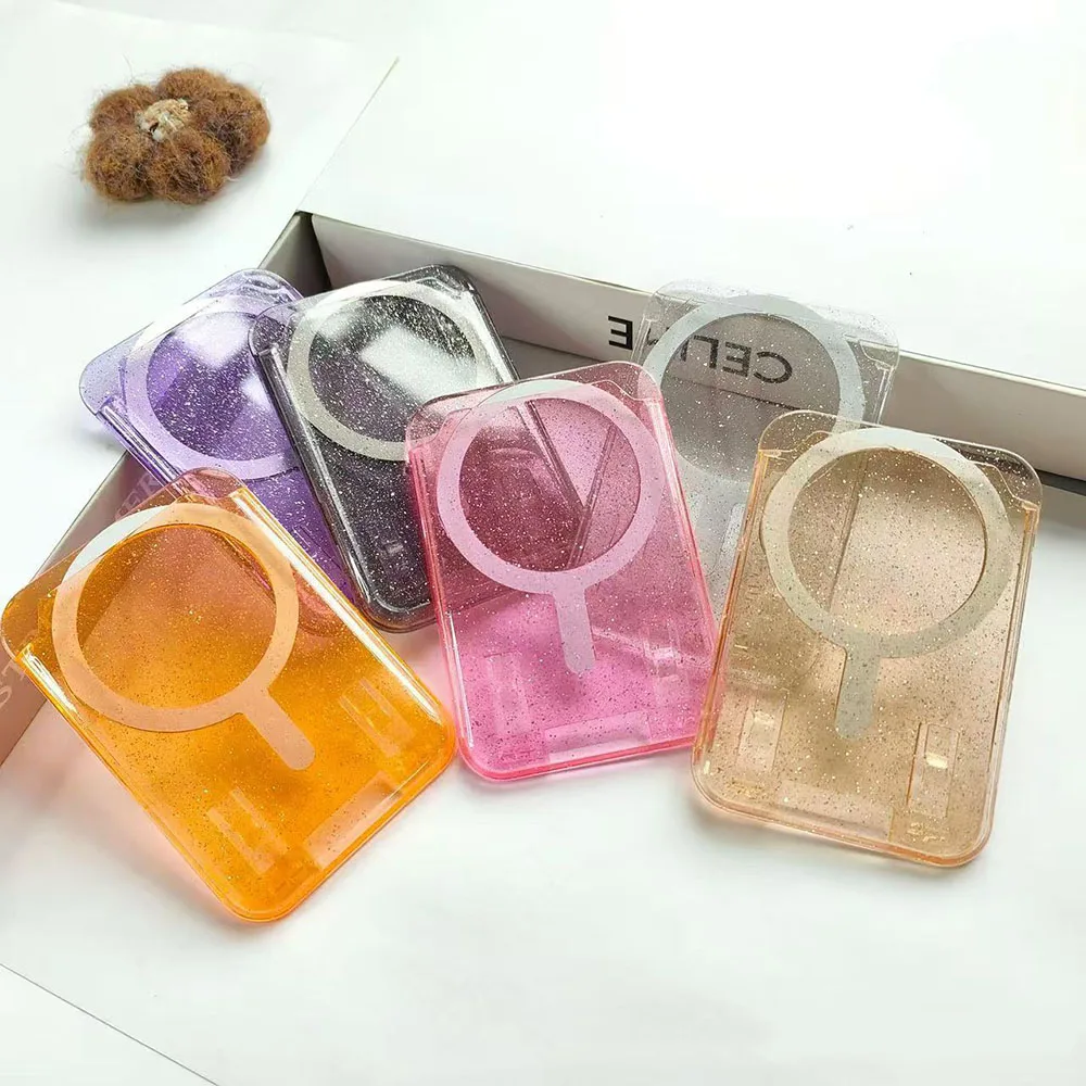 For MagSafe Magnetic Shiny Wallet Card Holder Attractive for Samsung S26 S25 Ultra Plus FE Edge For IPhone 17 16 Pro Max Case