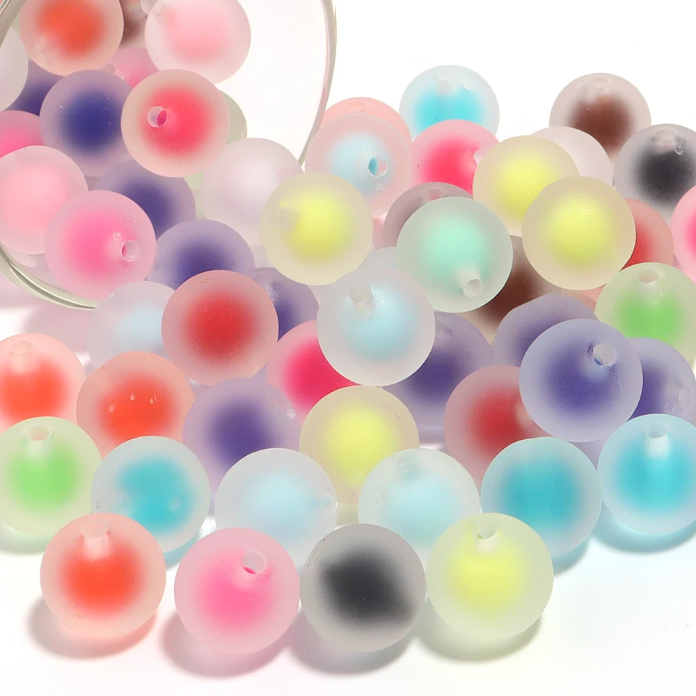 10pcs Acrylic Frosted Beads 16mm Color Matte Round Loose Spacer Bead for Jewelry Making DIY Neckalce Bracelet Supplies Wholesale