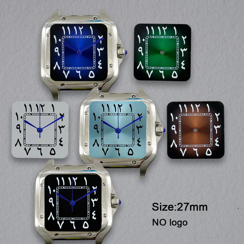 No Logo 27mm Arabic numeral Square Dial For NH35 Movement Custom Logo Watch Dials Hands Accessories Repair Tools