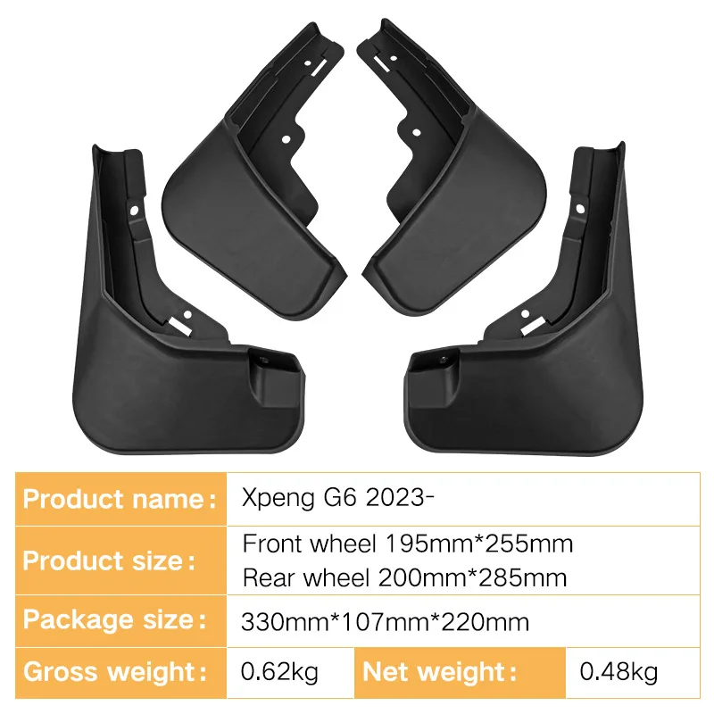ل Xpeng G6 2023 ~ 2025 سيارة الجبهة الخلفية عجلة قطعة من نسيج مقاوم للماء سبلاش الحرس درابزين لينة الطين رفرف الخارجية تزيين الملحقات