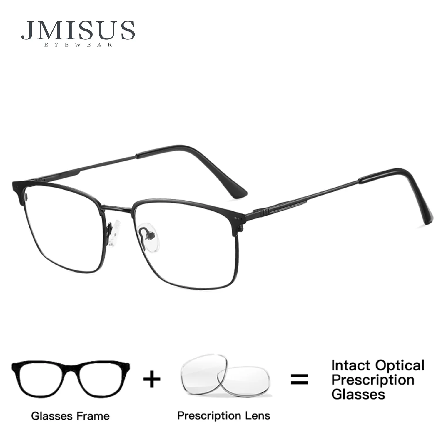 JMISUS Square Optical Glasses Ultralight Metal Blue Light Blocking Progressive Multifocal Photochromic Prescription Eyewear