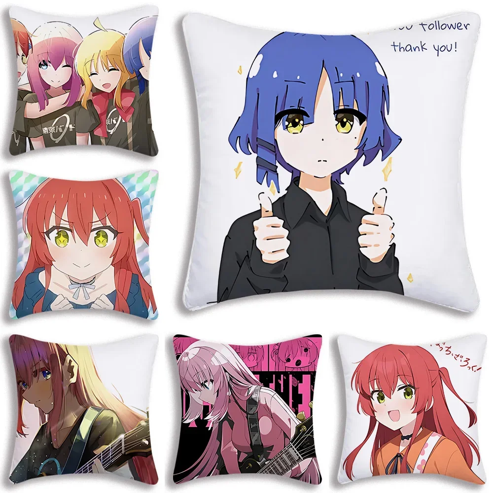 BOCCHI THE ROCK! Pillow Covers Cartoon Sofa Decorative Home Double-sided Printing Short Plush Cute Cushion Cover