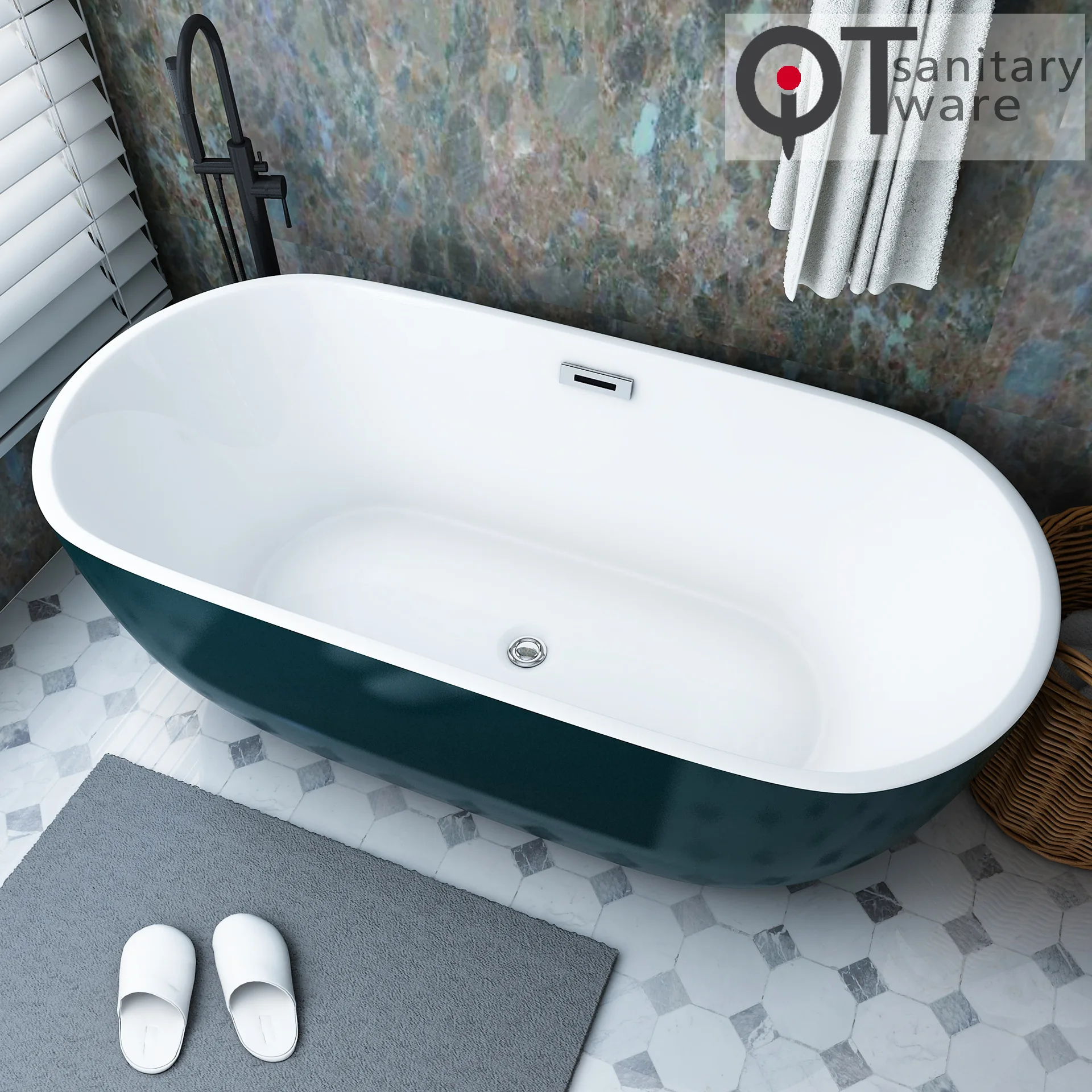 Acrylic Bathtub, Elliptical Design for Home and Hotel, Small Medium Large Sizes, Durable and Stylish Bathroom Fixture