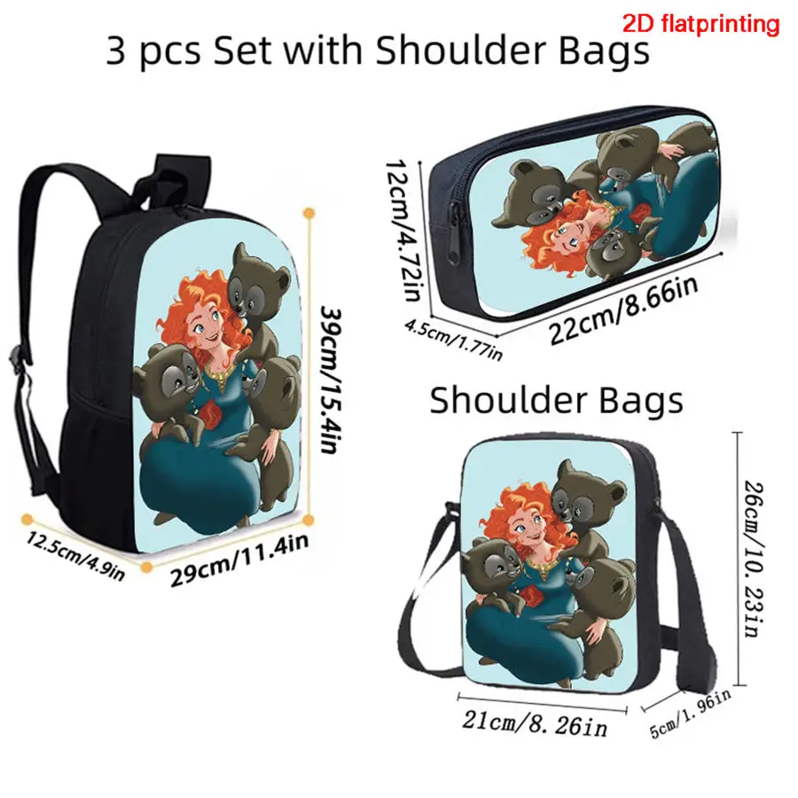 Cartoon Brave Style Children's School Backpack, Equipped With a Lunch Bag and Pencil Case, Suitable For Boys and Girls Aged 4-9