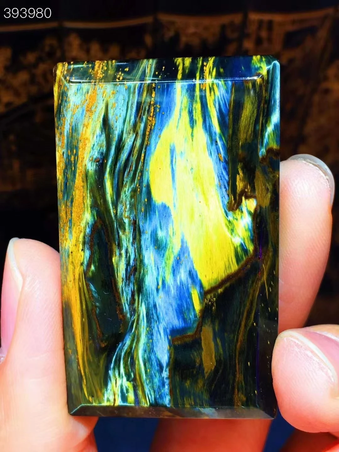 Natural Blue Pietersite Chatoyant Pendant Rectangle 46.5x28.3x7.3mm Women Men Namibia Cat Eye Pietersite Jewelry AAAAAA