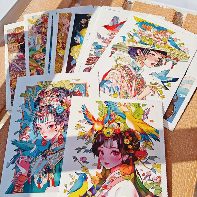 Nan Zhi Yiyi - Traditional Chinese Floral and Bird Girl Illustration Coloring - Traditional Chinese Girl Line Drawing Collection