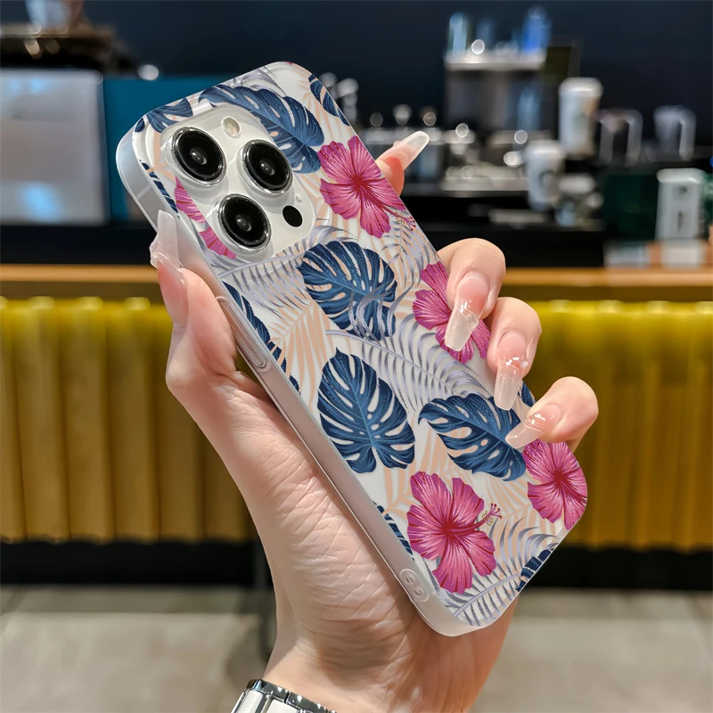 Fcicicase واضح لينة سيليكون جراب هاتف آيفون X XR XS ماكس 12 Mini 11 12 Pro Max 8 7 Plus 6 6S SE 2022 يترك غطاء زهرة