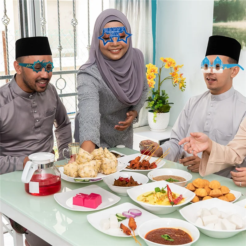 Zestaw Dekoracji Eid Ramadan Tematyczne Okulary 3D Dekoracje Księżyc Gwiazda na Imprezę Ramadan