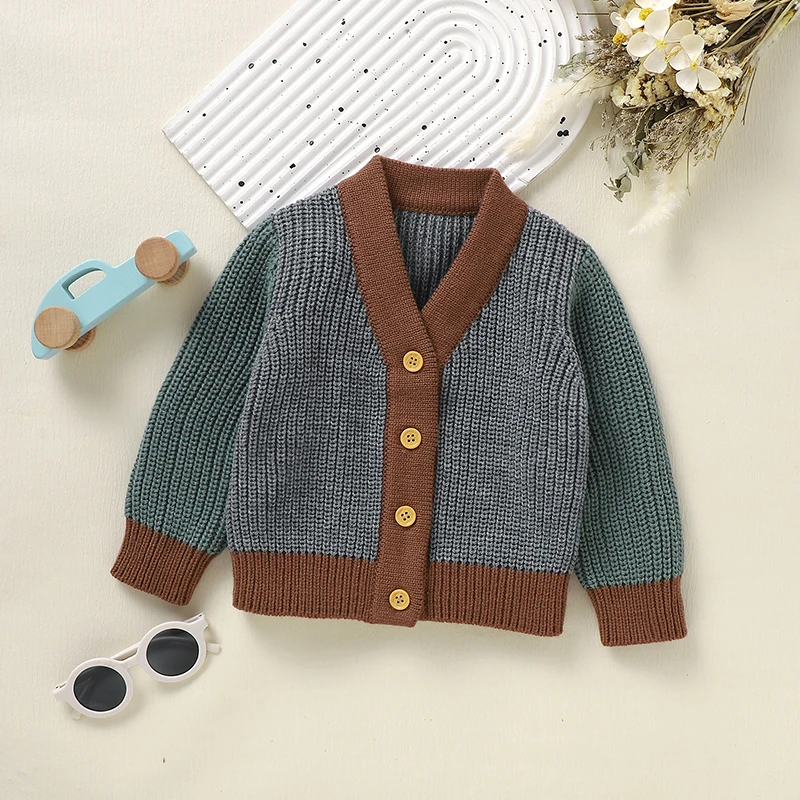 Baby Jungen Pullover Strickjacken Classic V-Ausschnitt Lange Ärmel Säugling Kleinkind Strickjacken & Mäntel Herbst Winter Kinder Strickwaren