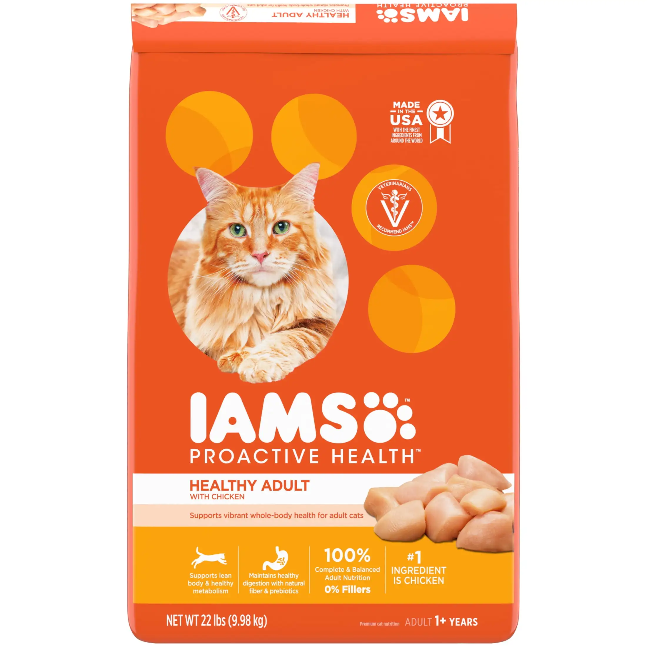 

Iams, сухая корма для кошек для куриц, 22 фунта