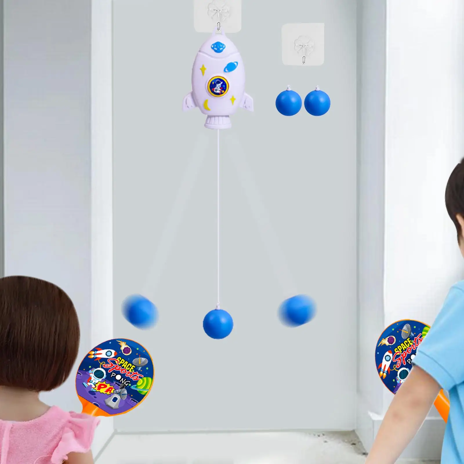 Hanging Table Tennis Trainer for Door Frame Hand Eye Coordination Adjustable Height Self Training for Kids Boys Girls