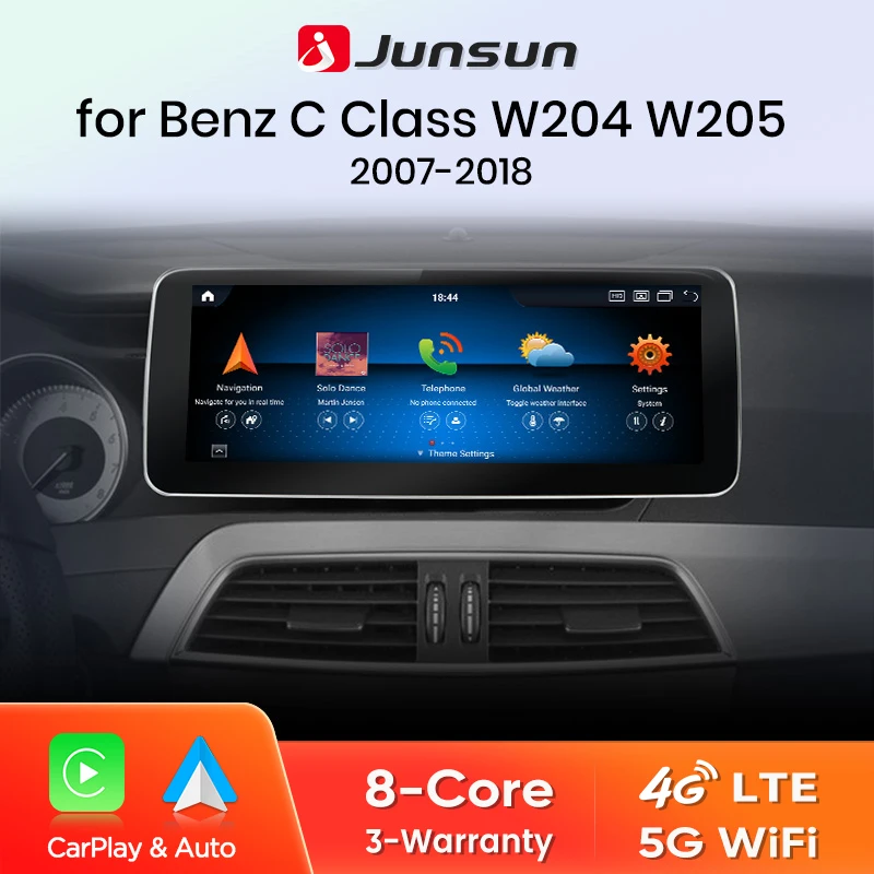 Junsun Qualcomm 665 Kabelloses CarPlay Android Auto Autoradio für Mercedes Benz C-Klasse W204 W205 V-Klasse W447 CLA GLA 2007-2018 Intelligentes System