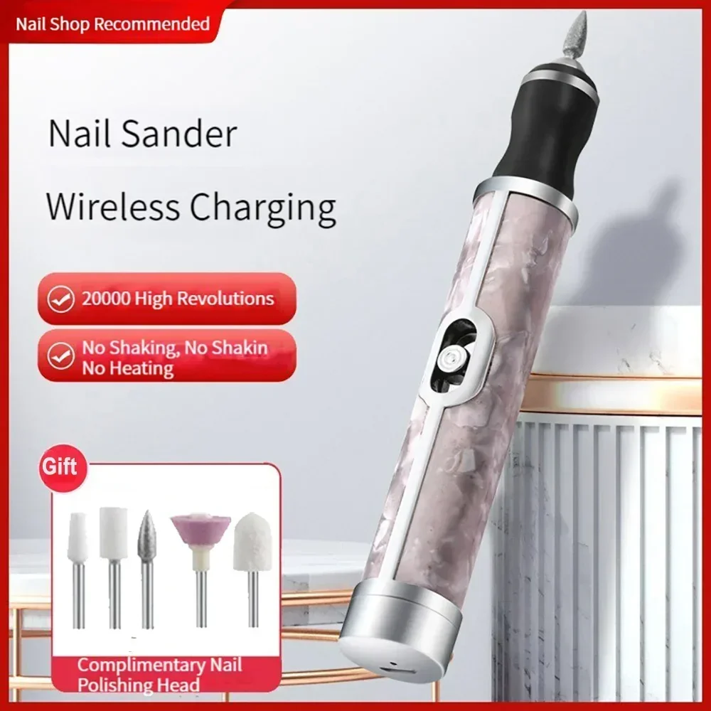 20000rpm Nail Art Wireless Electric Grinder Nail Remover Drill Manicure Portable Charging Grinder Nail Shop Special Grinding Pen