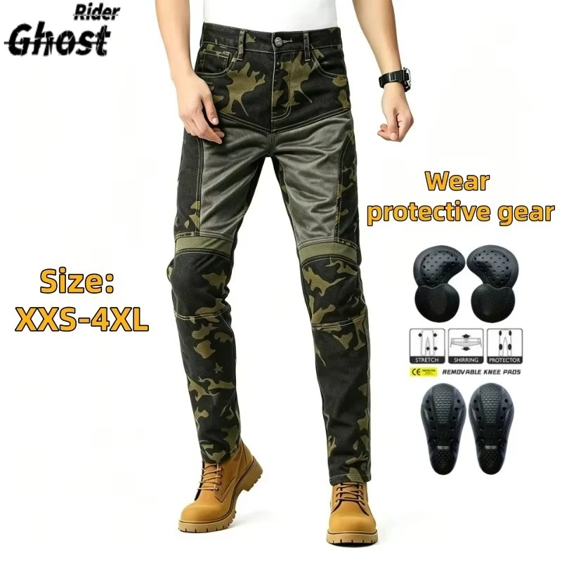 Men's Summer Riding Multiple Breathable Motorcycle Riding Jeans Outdoor Motocross Motorbike Trousers with Protective Gear