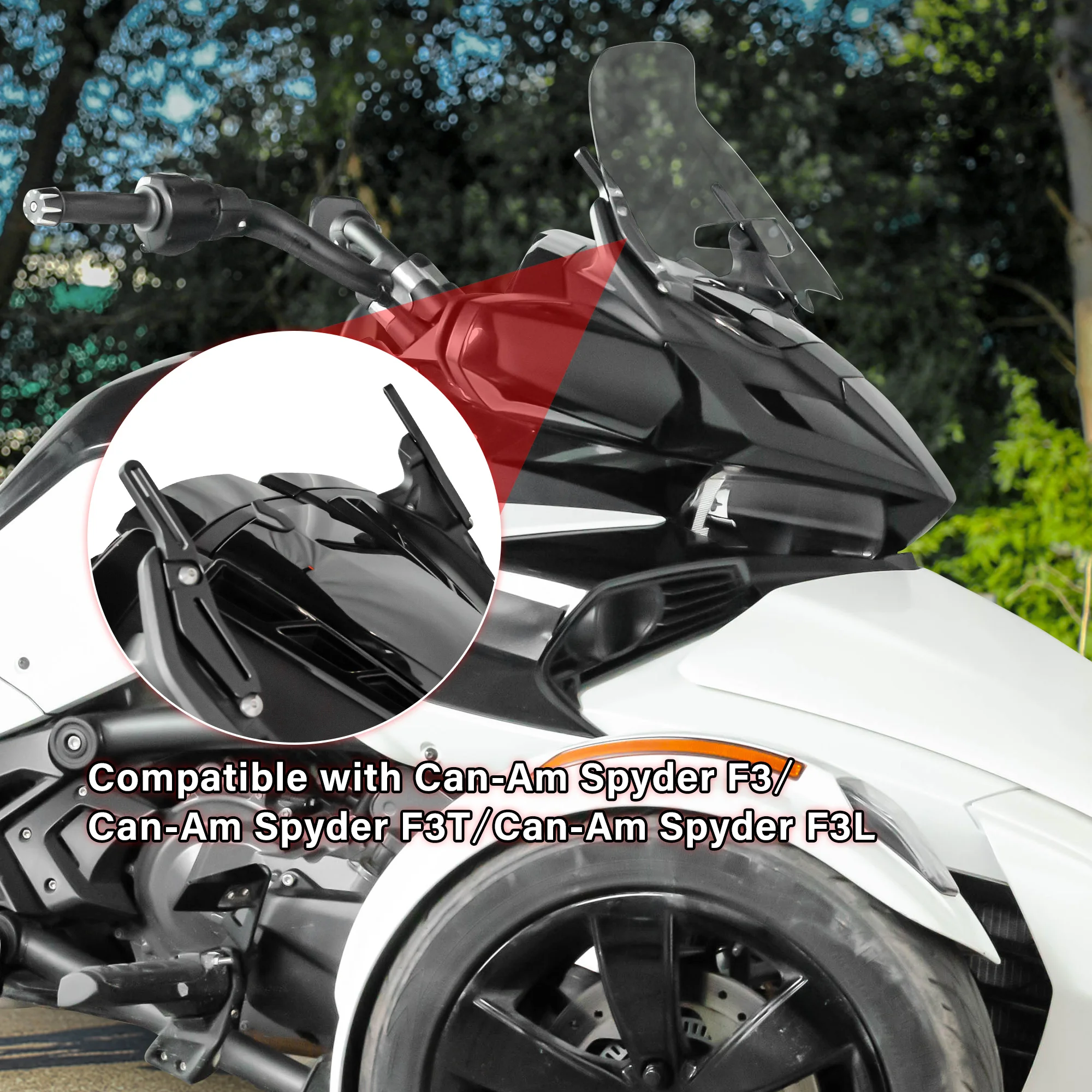 Lifts windshield 1.5 inches – redirects airflow over your helmet instead of hitting your chest. Quieter ride