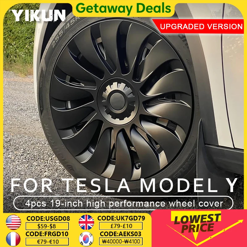 

4PCS Hub Cap for Tesla Model Y 19 Inch Performance Automobile Replacemen Hubcap Full Rim Cover Car Accessories Wheel Caps 2023
