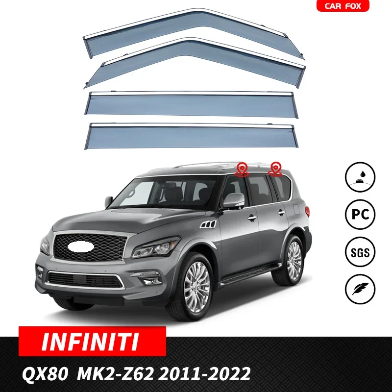 Door Visor For INFINITI QX80 Z62 2011-2022 CAR Window Visor Vent Wind Deflectors Visors Rain Guard  Shades Visor