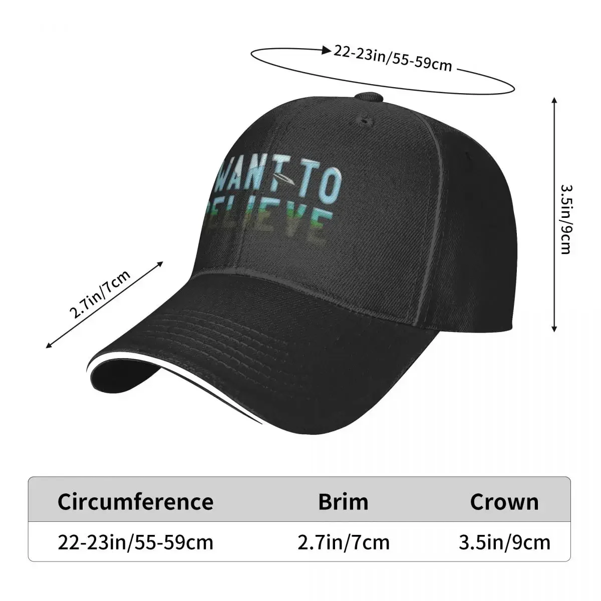 New I Want to Believe Cutout Baseball Cap Icon Caps Golf Hat Man Golf Hat Women Men's