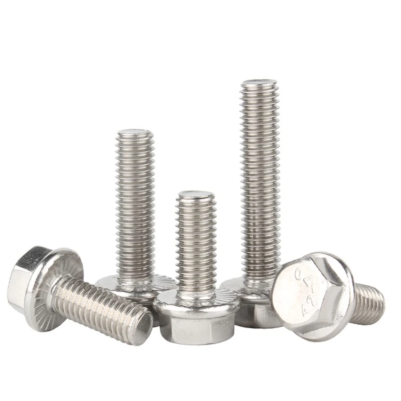 Brida de acero inoxidable 304, Perno de seis ángulos con brida Hexagonal, cara exterior, M5, M4, M6, M8, M10, M12, A2-70