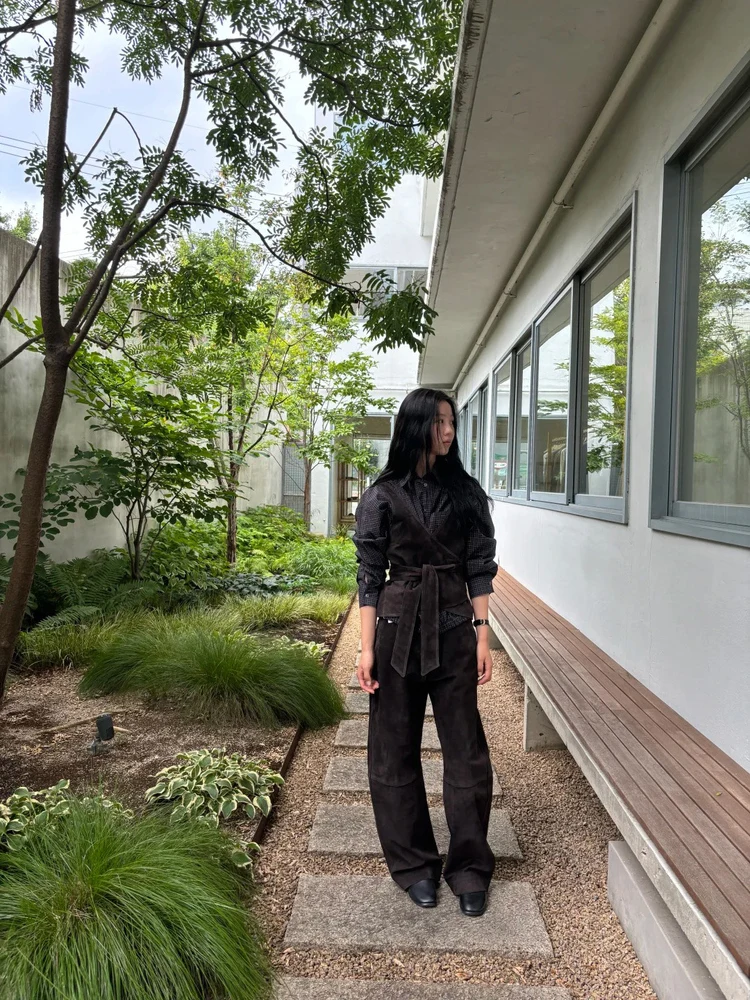  Plaid irt And Vest Set Women's Slimming Two-Piece Cotton Long Sve Adjustable oulder American Sle Autumn 2025