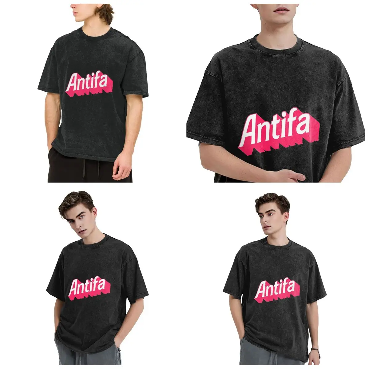 Antifa Hip Hop Short Sleeve T-Shirts Washed Tops Tees Streetwear T Shirt Printed for Men Women