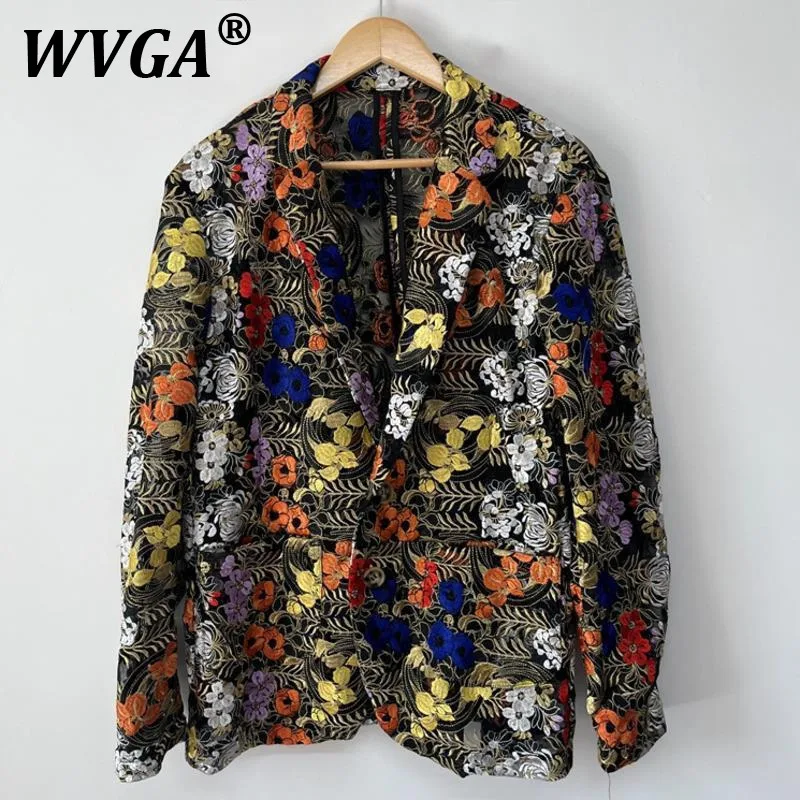 

WVGA Spring Autumn New Men's Floral Heavy Embroidery Luxurious Fashion Long Sleeve Suit-Coats Niche Chic Casual Blazer Ins W9253
