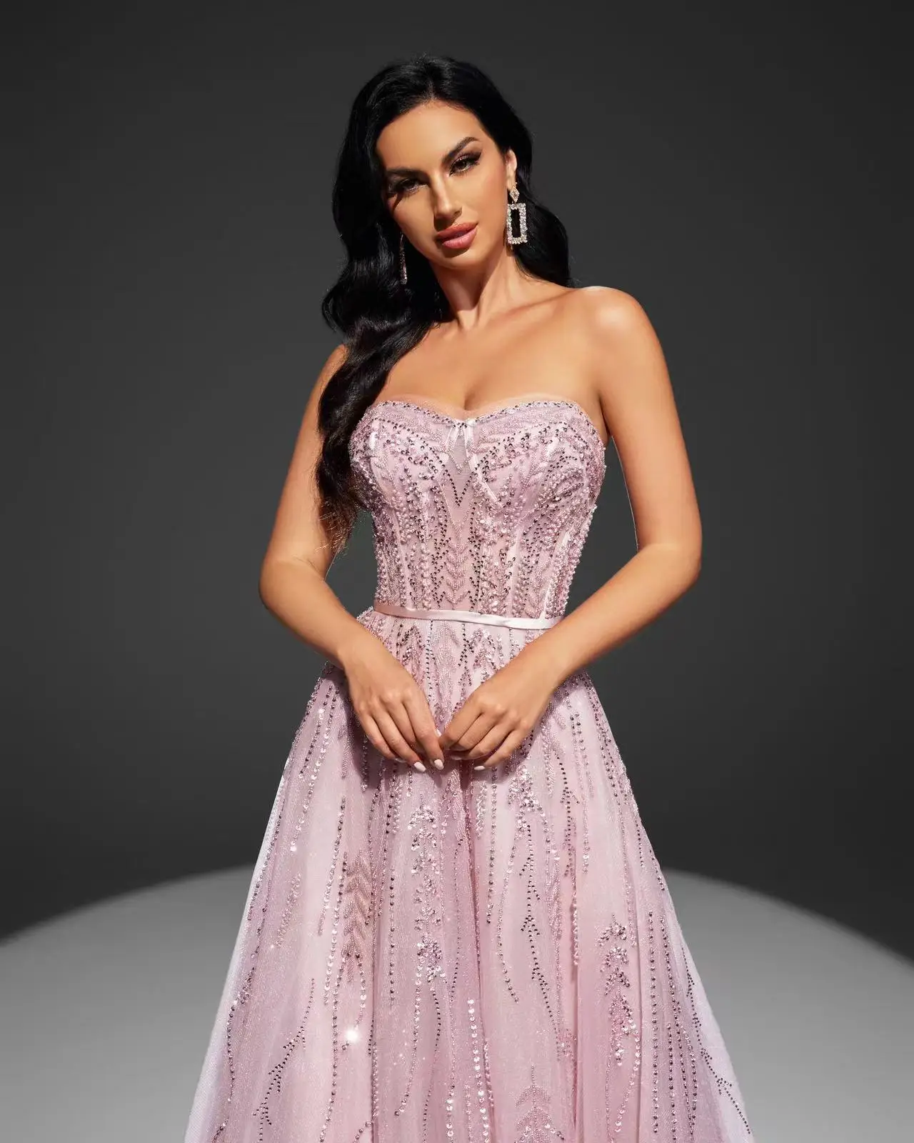 فساتين سهرة عربية طويلة فاخرة باللون الوردي من Shalimar Zhang للنساء لحفلات الزفاف في دبي فستان خطوبة رسمي للحفلات الراقصة حسب الطلب