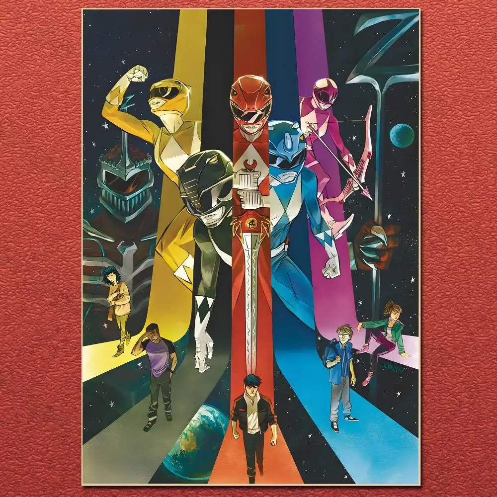 A-أنيمي باور رينجرز المشارك قماش اللوحة المشارك مع يطبع غرفة نوم المنزل غرفة المعيشة الديكور هدية