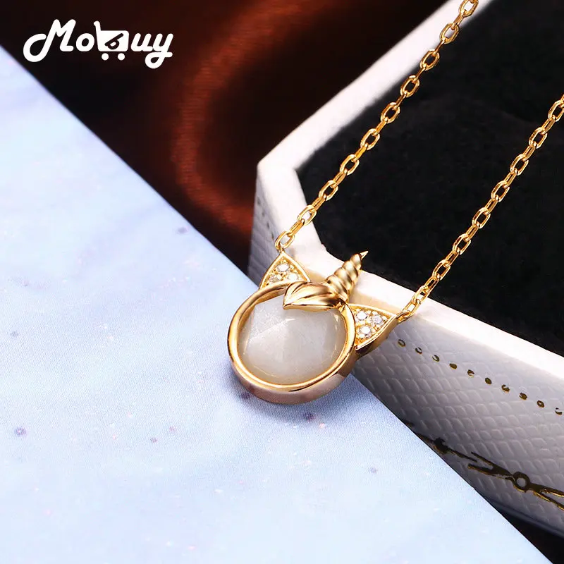 MoBuy Natural Moonstone Necklaces Gemstone Pendant For Women Unicorn Necklace 925 Sterling Silver Chain K Gold Plated NI163