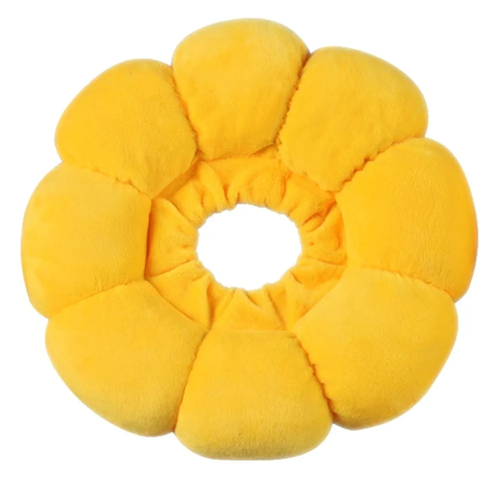 Soft Fabric Cat Cone Collar Anti Licking Adjustable Drawstring Cat Recovery Collar Sunflower Shape Elizabethan Collar