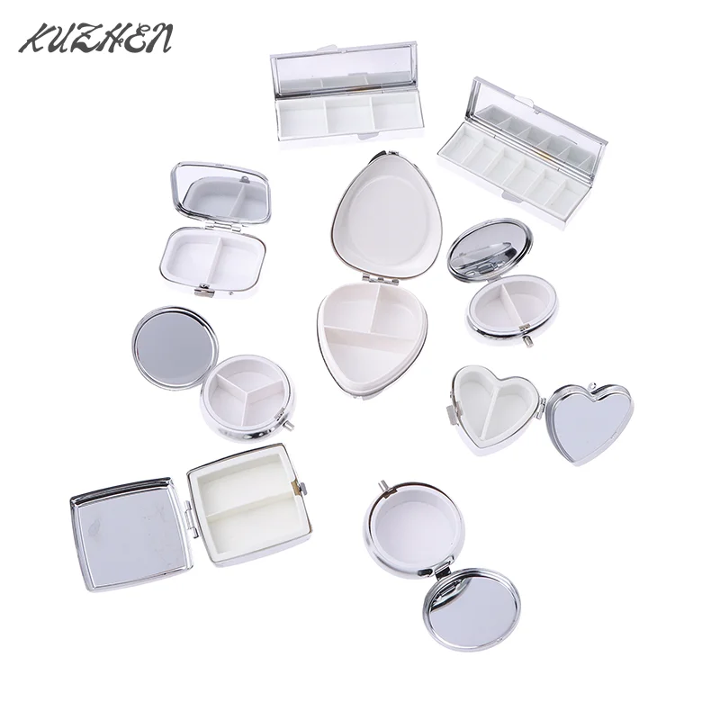 1pc Metal Pill Boxes Medicine Organizer Container Medicine Case Pill Candy Box Round Rectangular Tablet Pill Box Container