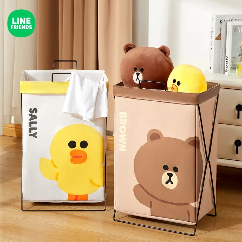 Line Friends Brown Anime Kawaii الحمام سعة كبيرة الملابس القذرة سلة ألعاب من نسيج مخملي الكرتون للطي أشتات سلة التخزين