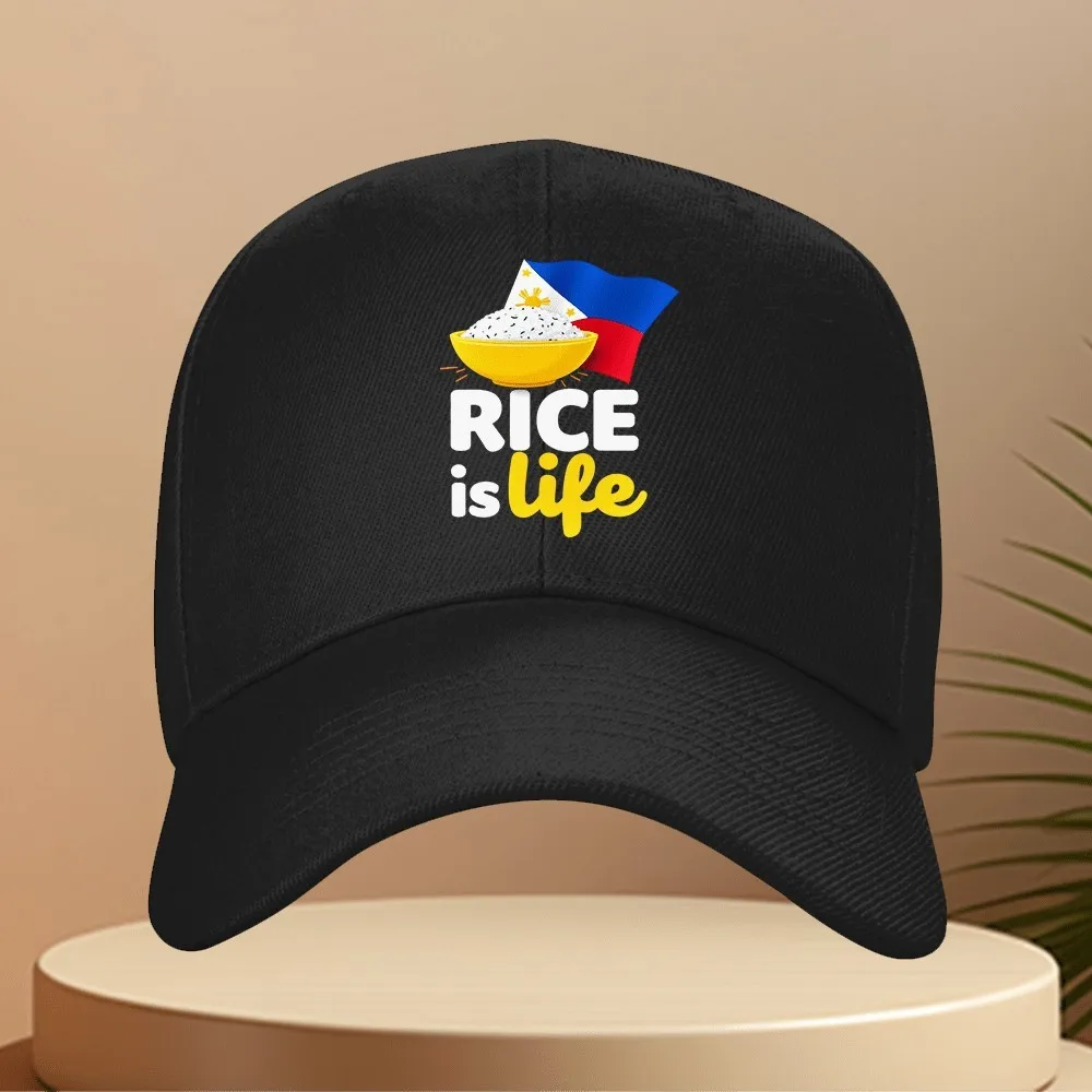 Rice is Life Philippines Flag Graphic Baseball Cap Adjustable Polyester Unisex Outdoor Hat