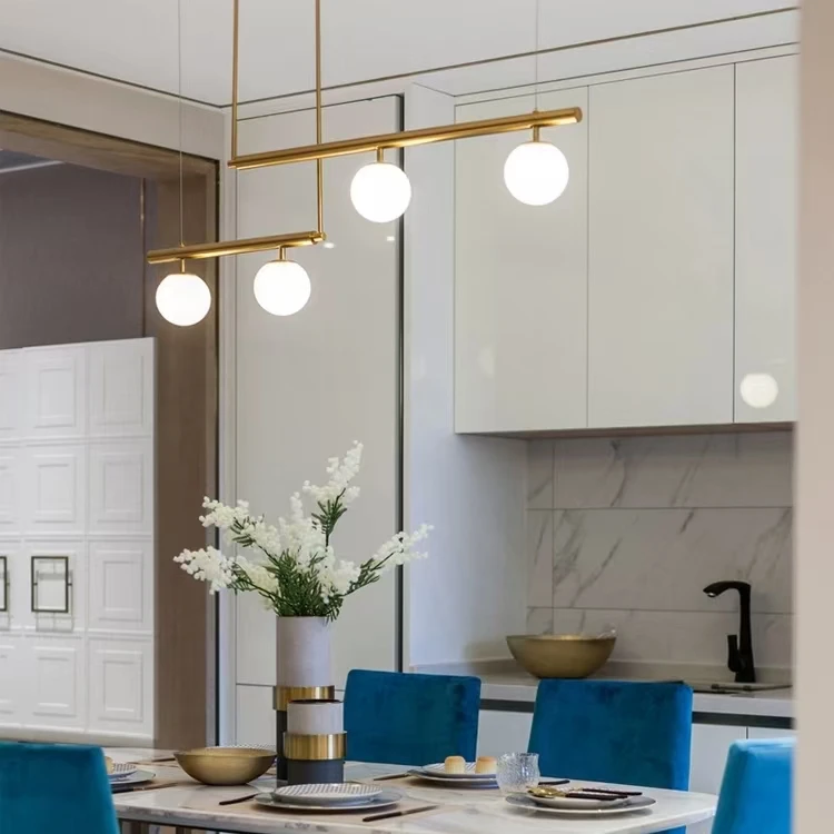 

Minimalist long tube pendant lamp led Linear lamp Restaurant Nordic Milk white glass ball lamp Creative Shop Hanging Lamp