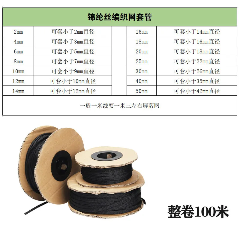 High-end audio power cable and signal cable shielding mesh, vibration damping mesh, nylon braided sleeve, 2-14mm
