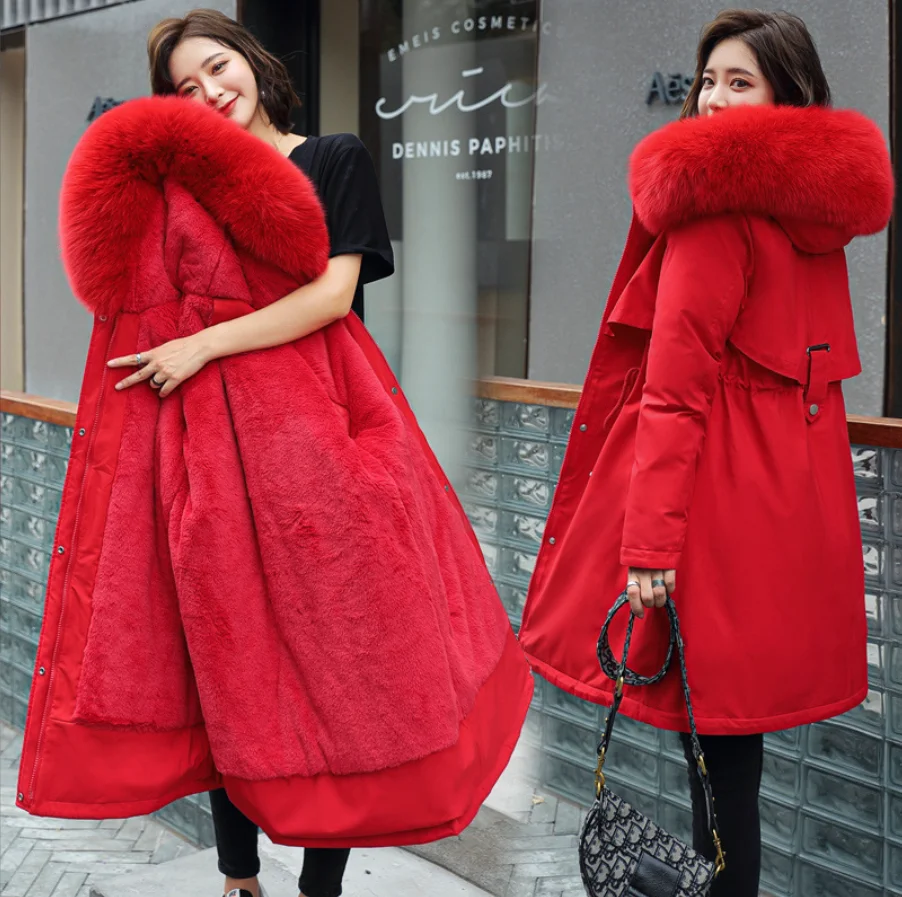 2023 New Winter Jacket Women Parkas Warm Casual Parka Clothes Long Jackets Hooded Parka Female Fur Lining Thick Mujer Coat