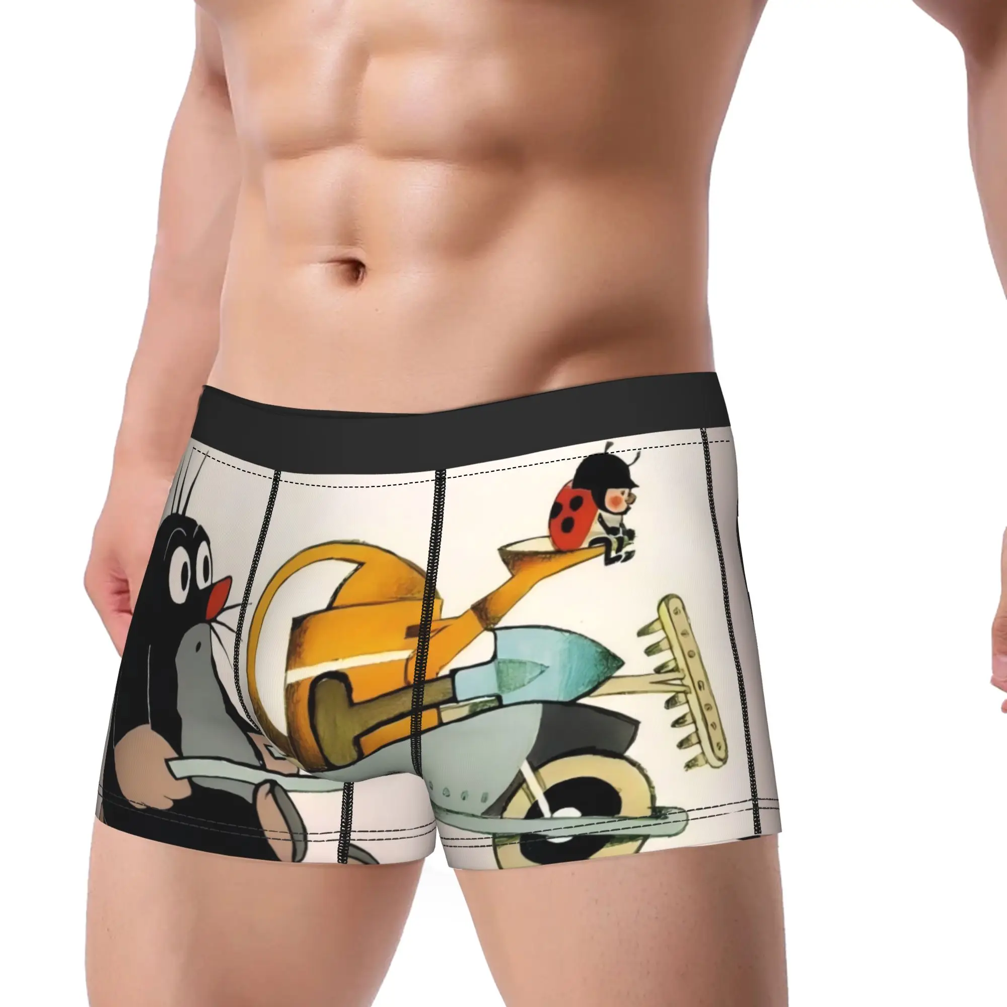 Little Mole Underpants Breathbale Panties Men's Underwear Little Mole Print Shorts Boxer Briefs