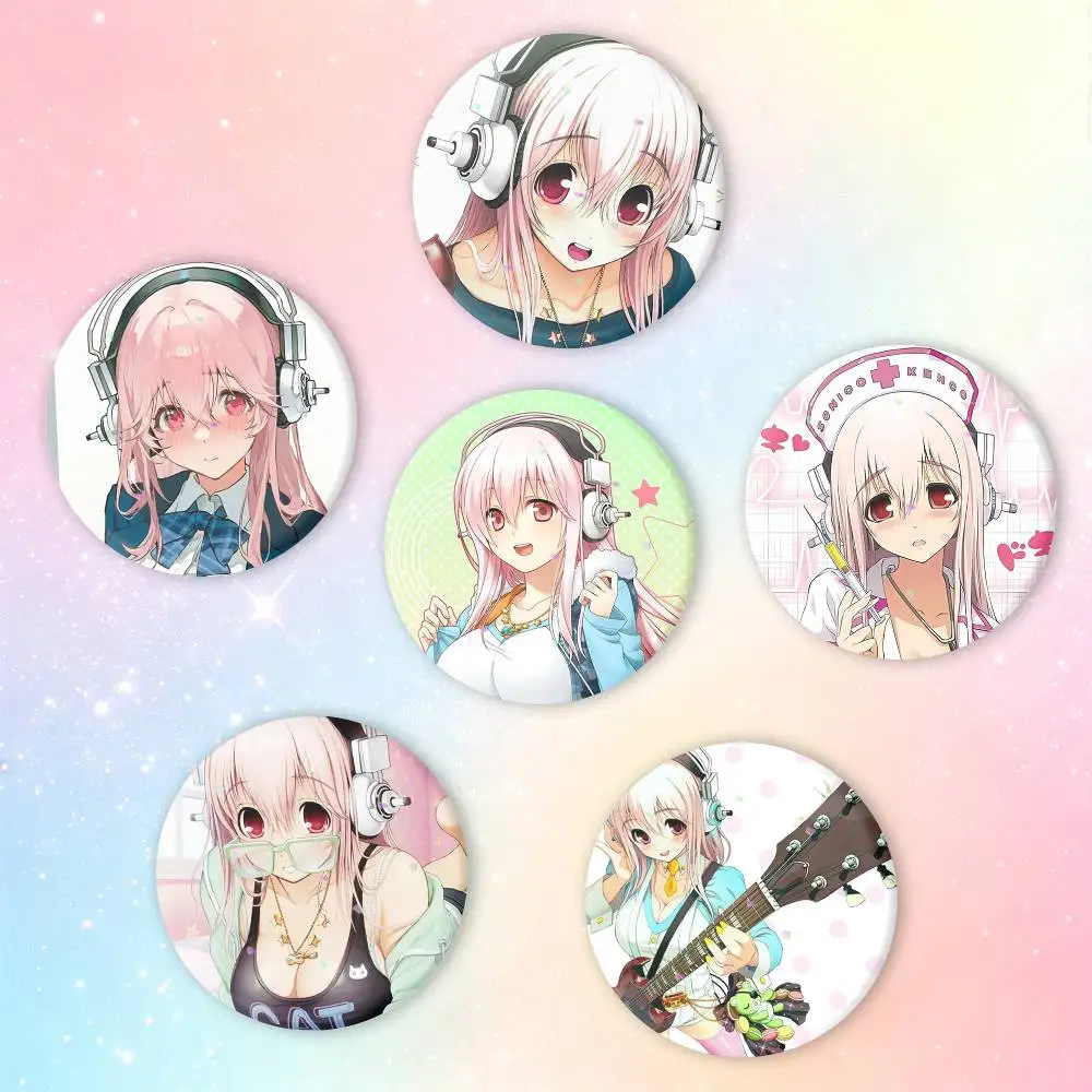 S-Super S-Sonico Brooches Cartoon Badge Pins Backpack Hat Accessories Friend Gift