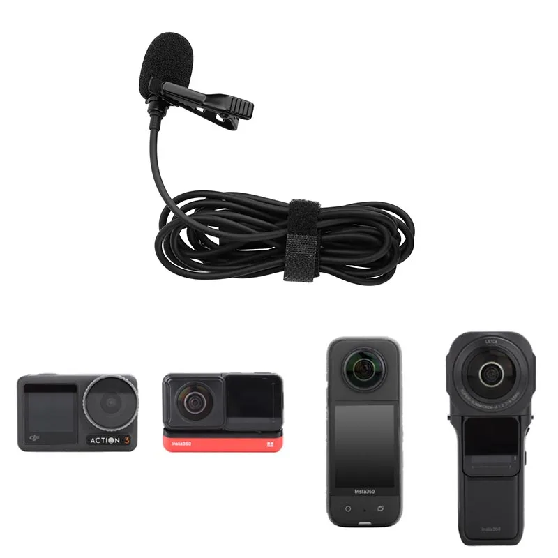 Type-C Lavalier microphone no need mic adapter For Insta360 X4/3/2  Action 3/2 hi-fi sound noise reduction camera Accessories