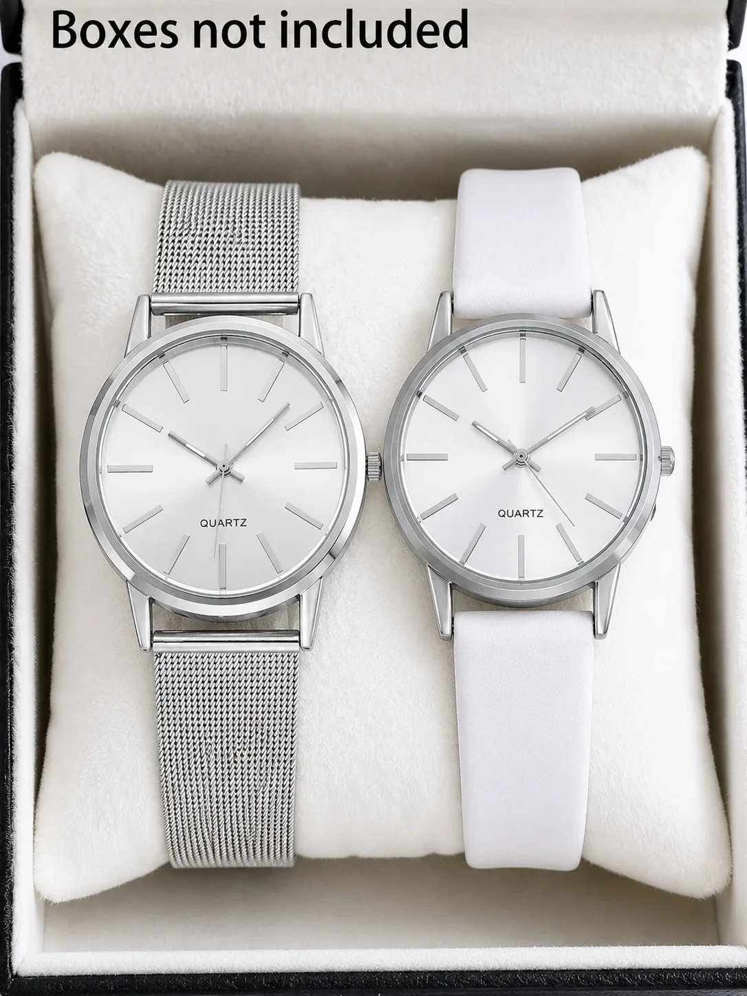 2Pcs Lovers Watch Set Classic Minimal Mesh & Leather Strap Analog Quartz Wristwatch Men Women Fashion Couple Matching Timepieces
