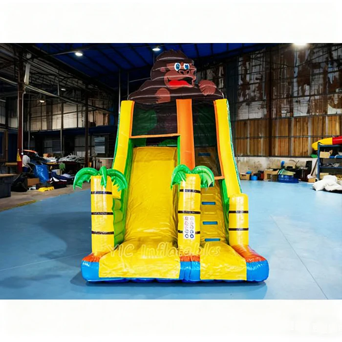 Commercial Palmtree Gorilla Inflatable Wet Dry Slide Inflatable Bounce House Dry Slide Giant Bouncy Castle Slide For Kids