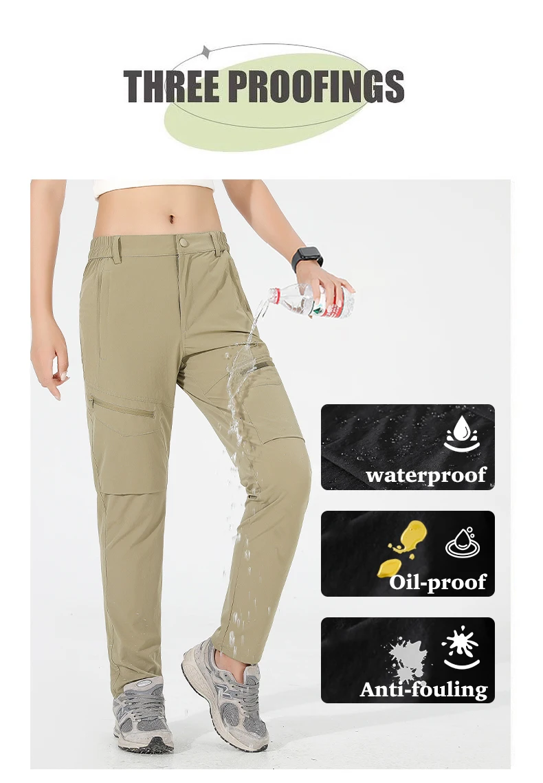 JNLN Wanderhose Damen 4-Wege-Stretch Wasserdichte Sommer-Cargohose Trekking Klettern Camping Outdoor-Sport Bergsteigerhose – Detail 8