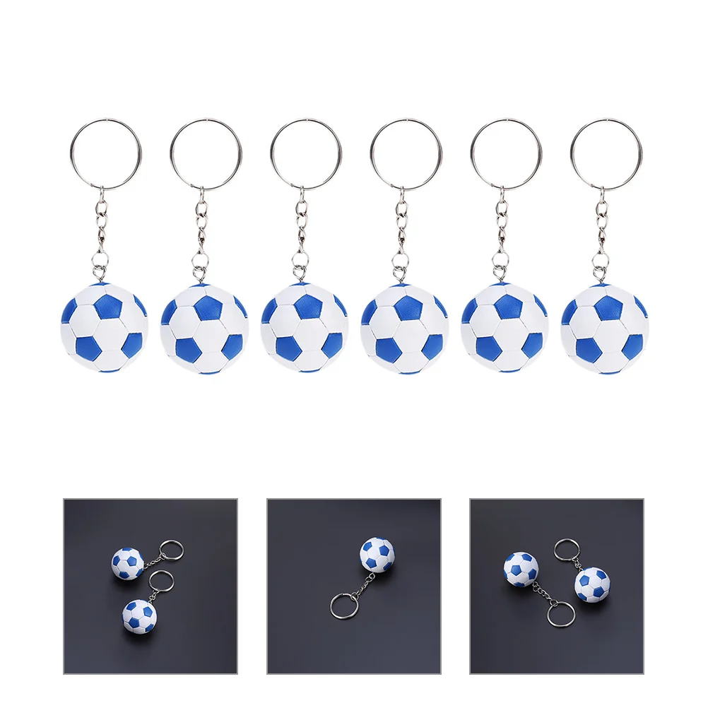 

6 Pcs Key Ring Fob Simulation Football Pendant Exquisite Keychain Bags Soccer Party Favors Compact DIY Supplies