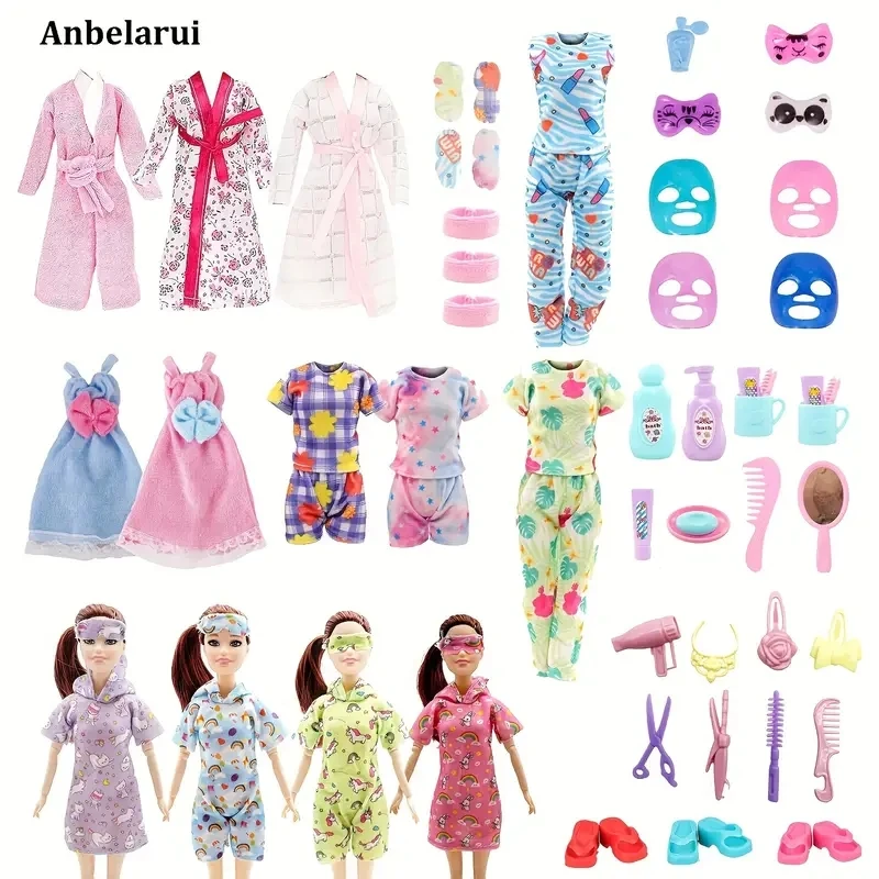 Random 1 Set Doll Accessories for Giorl Doll Shoes Bath Towels Bathrobe Pajamas Bath Doll Clothes Kids Toys 12''