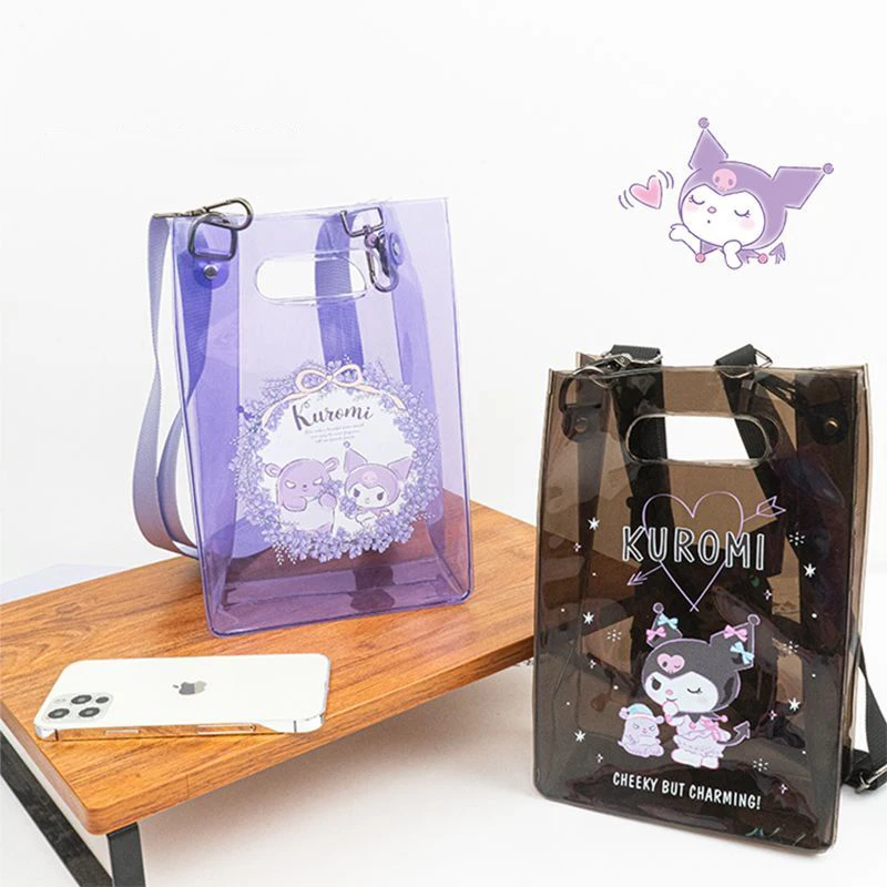 

Сумочка Hello Kitty Kuromi Cinnamoroll цветная прозрачная железная сумка через плечо, водонепроницаемая вместительная сумка через плечо