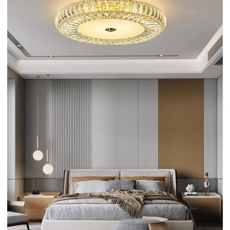 

Gold Round Ceiling Lamp For Living Room Bedroom Modern Home Decor Lighting Armature Led Luxury Lamp Creative Crystal Lustre