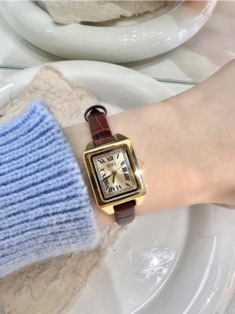 Fashion Rectangle Quartz Watch for Women Luxury Brand Roman Dial Leather Strap Ladies Watches Women's watch Relojes Para Mujer