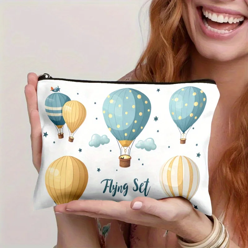 

A Hot Air Balloon Cosmetic Bag- Multifunctional Zipper Pouch, Jewelry Storage Bag, Perfect Travel Zipper Small Storage Bag.