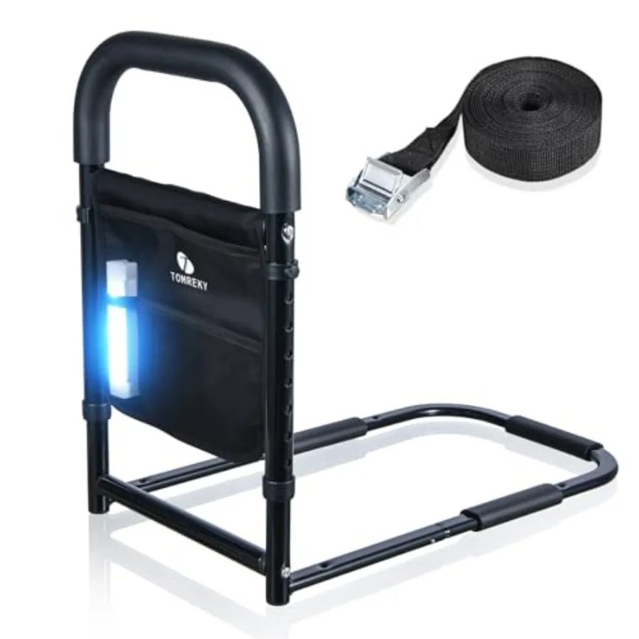 

Bed Rails for Elderly Adults Assist Safety with Motion Light for Seniors Hand Bar Grab with Storage Pocket Patent Stabilizer wi