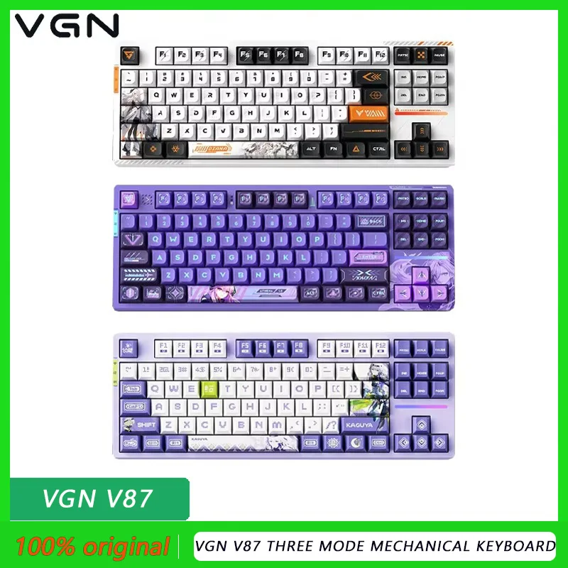 

Механическая клавиатура VGN V87 с тремя режимами, игровая клавиатура с RGB подсветкой, с горячей заменой, прокладка, клавиатура PBT, эргономичная, для ПК, геймеров, Win, Mac, Office